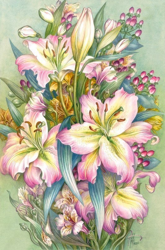 Лилии - натюрморт, цветы - оригинал