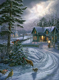 зимний вечер - вечер, деревня, зима - оригинал