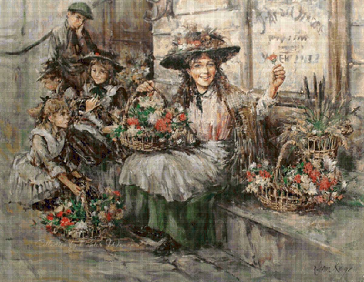Продавщица цветов - цветы, девушка - предпросмотр