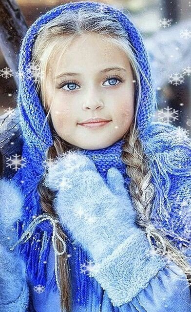 Зимний портрет - снежинка, девочка, зима - оригинал