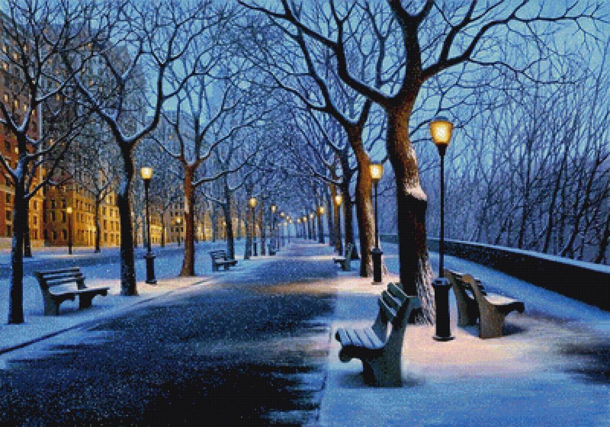 зима в городе - картина, пейзаж, зима - предпросмотр