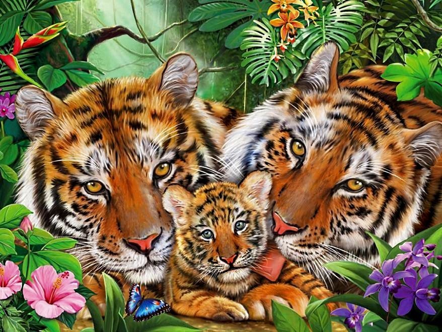 тигр - семья - оригинал