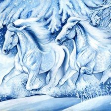 Оригинал схемы вышивки «снежные лошадки» (№1616667)
