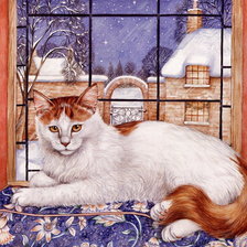 Оригинал схемы вышивки «Кот на окне» (№1618340)