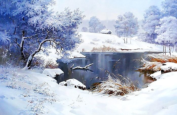 №1619052 - зима, живопись., пейзаж - оригинал