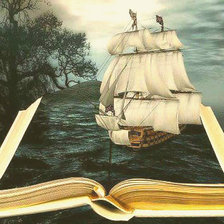 Схема вышивки «Корабль и книга»