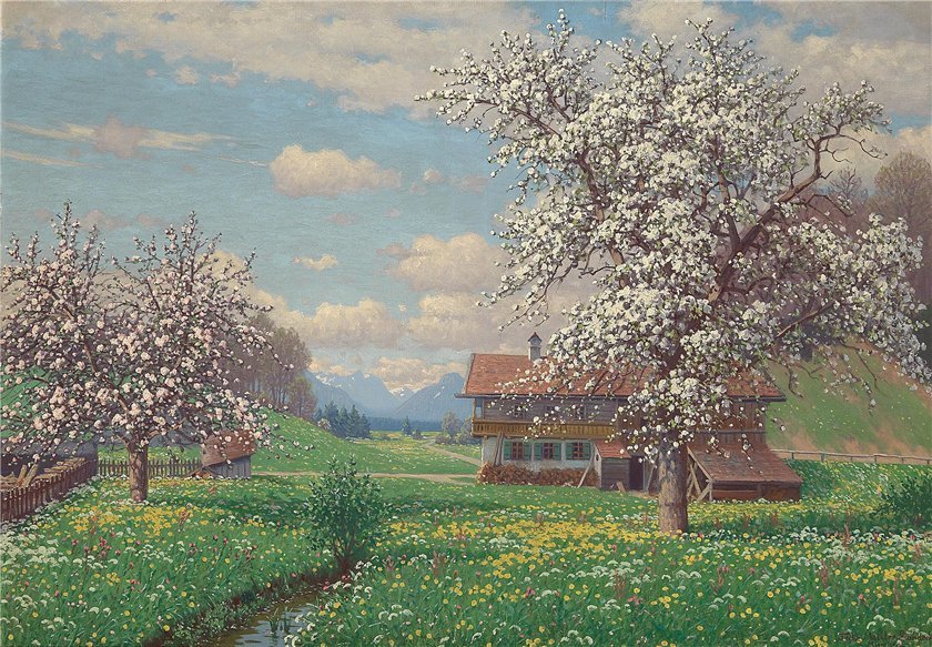 весна в деревне - природа, пейзаж, деревня, картина - оригинал