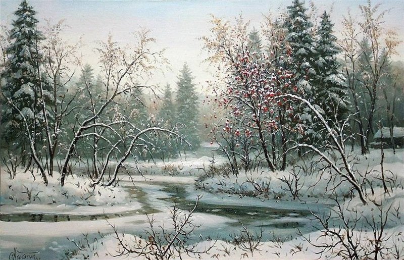 зимний пейзаж - природа, пейзаж, зима - оригинал