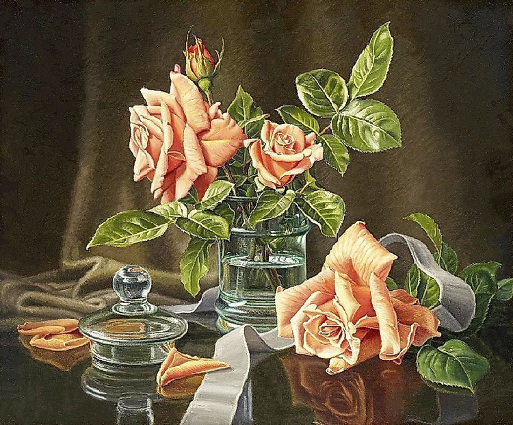 Натюрморт с розами - цветы, розы - оригинал