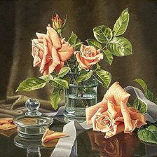 Оригинал схемы вышивки «Натюрморт с розами» (№1623942)