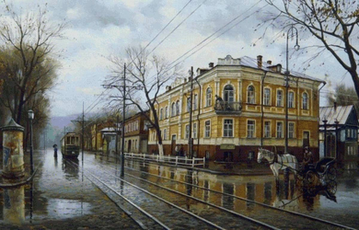 Старый Саратов - город, дома, дождь, улица, трамвай - предпросмотр