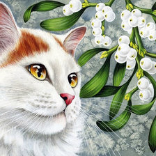 Оригинал схемы вышивки «Зимний кот» (№1624851)