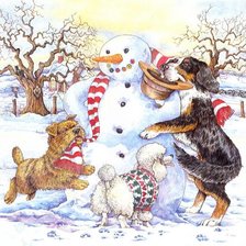 Снеговик и собачки