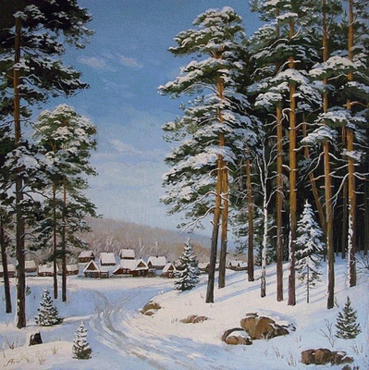 зимний пейзаж - зима - предпросмотр
