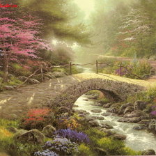 Оригинал схемы вышивки «мост, томас кинкейд,парк, река, водоем,пейзаж, природа» (№1626359)