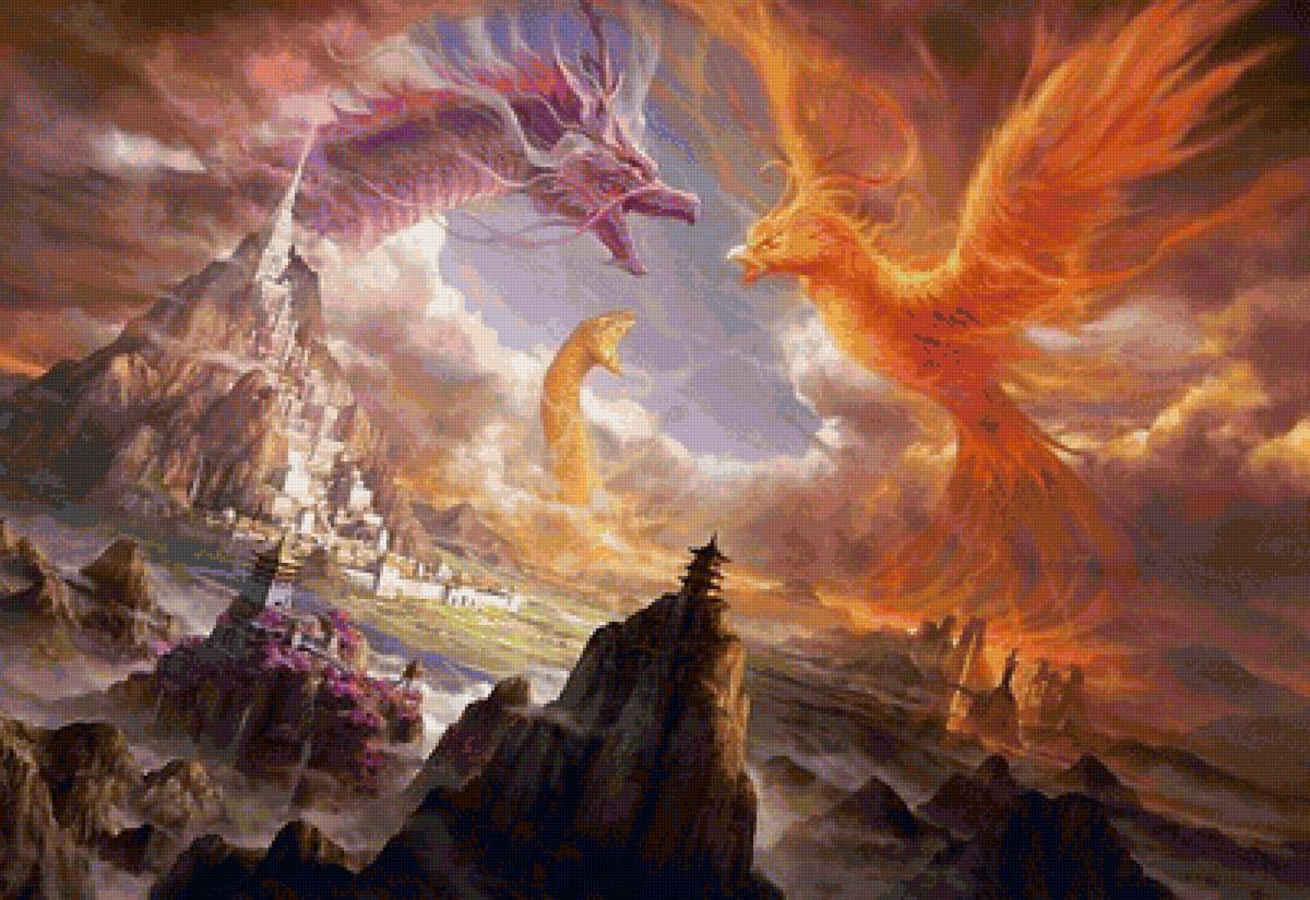 Битва титанов - дракон, феникс, фентези - предпросмотр