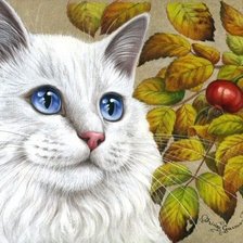Схема вышивки «Котик с боярышником»