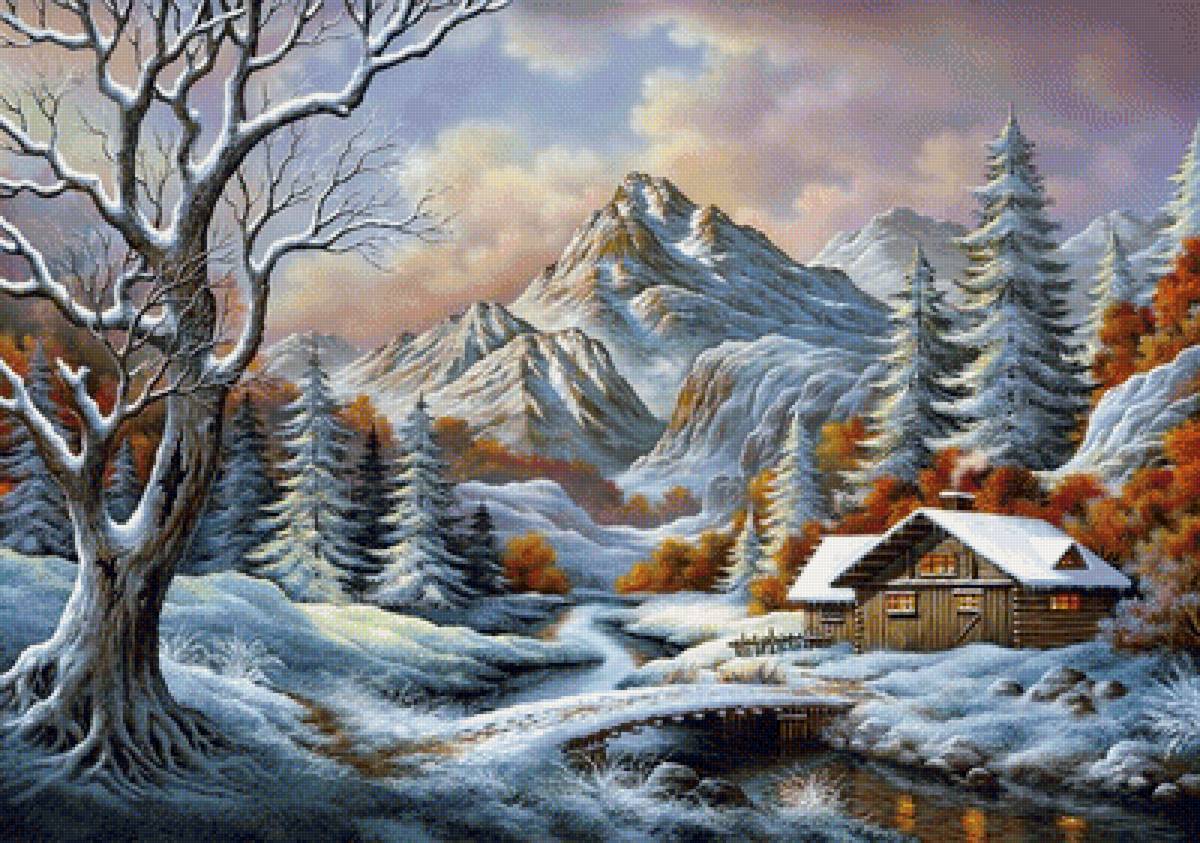 зима в горах - природа, зима, пейзаж - предпросмотр