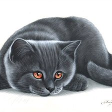Схема вышивки «Серый котенок»