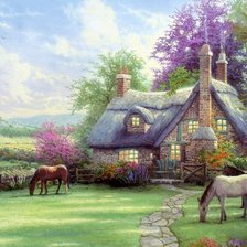 Схема вышивки «дом с лошадьми»
