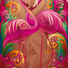 Оригинал схемы вышивки «Панно "Фламинго"» (№1633247)