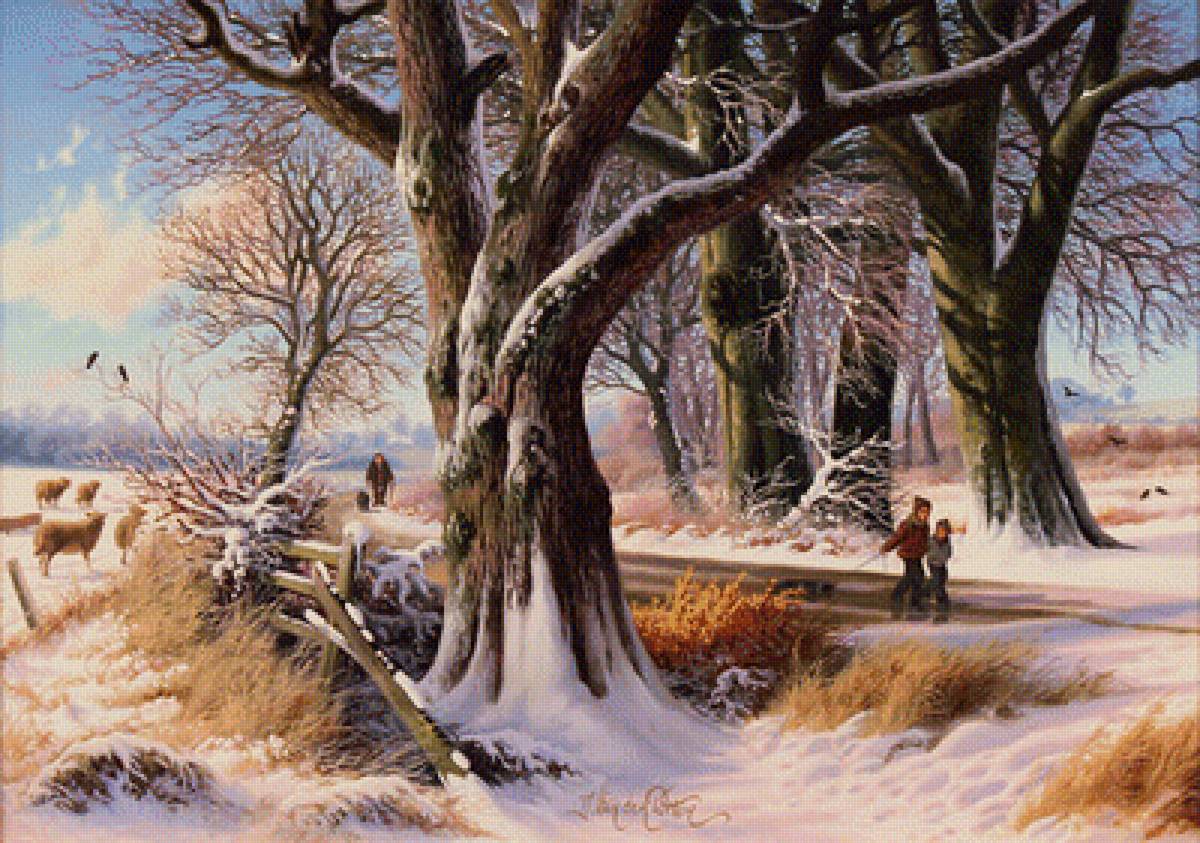 зимняя картина - пейзаж, природа, картина, зима - предпросмотр