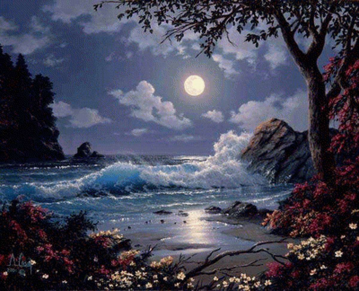 Ночное море - море, природа, луна - предпросмотр