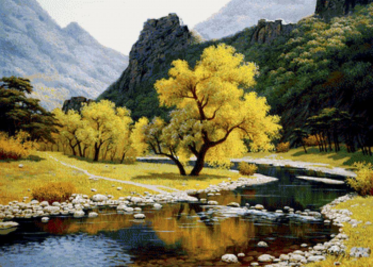 Ручей в горах - ручей горы река природа пейзаж горы - предпросмотр