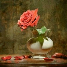 Оригинал схемы вышивки «Красная роза в вазе» (№1643793)