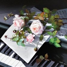 Оригинал схемы вышивки «Розы на рояле» (№1644301)