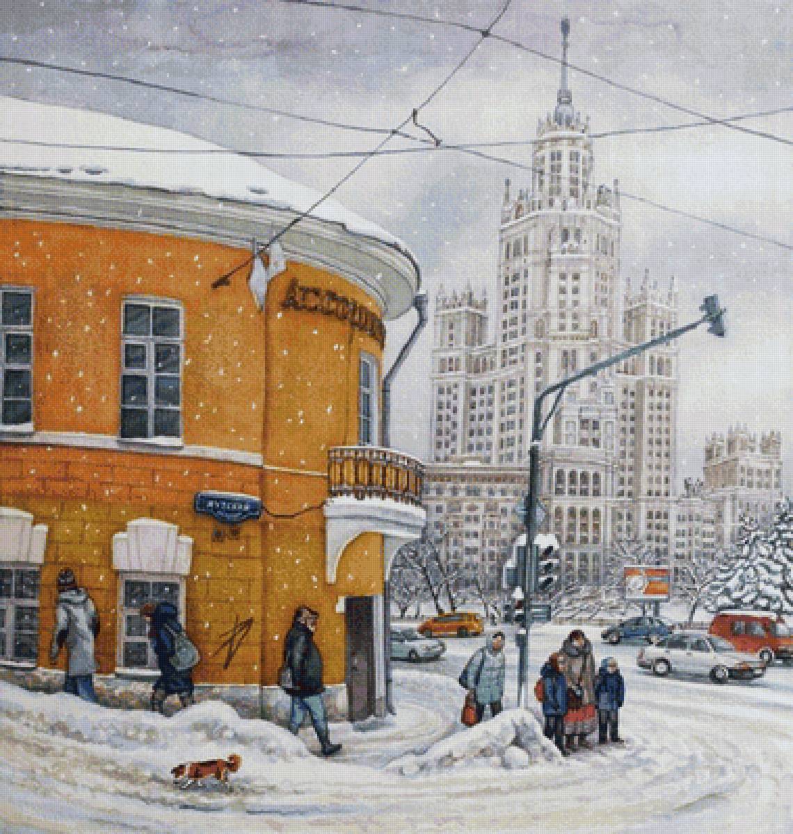 Зимний город - городской пейзаж - предпросмотр