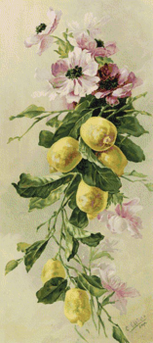 лимоны с шиповником - розы, фрукты - предпросмотр