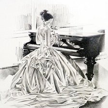 Схема вышивки «Девушка и рояль»