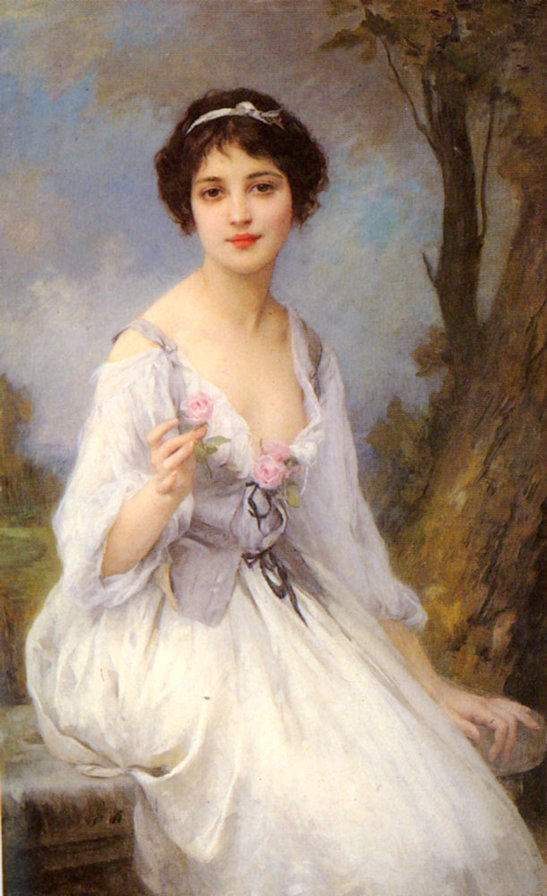 Novia Lenoir - novia, rosas, vestido blanco - оригинал