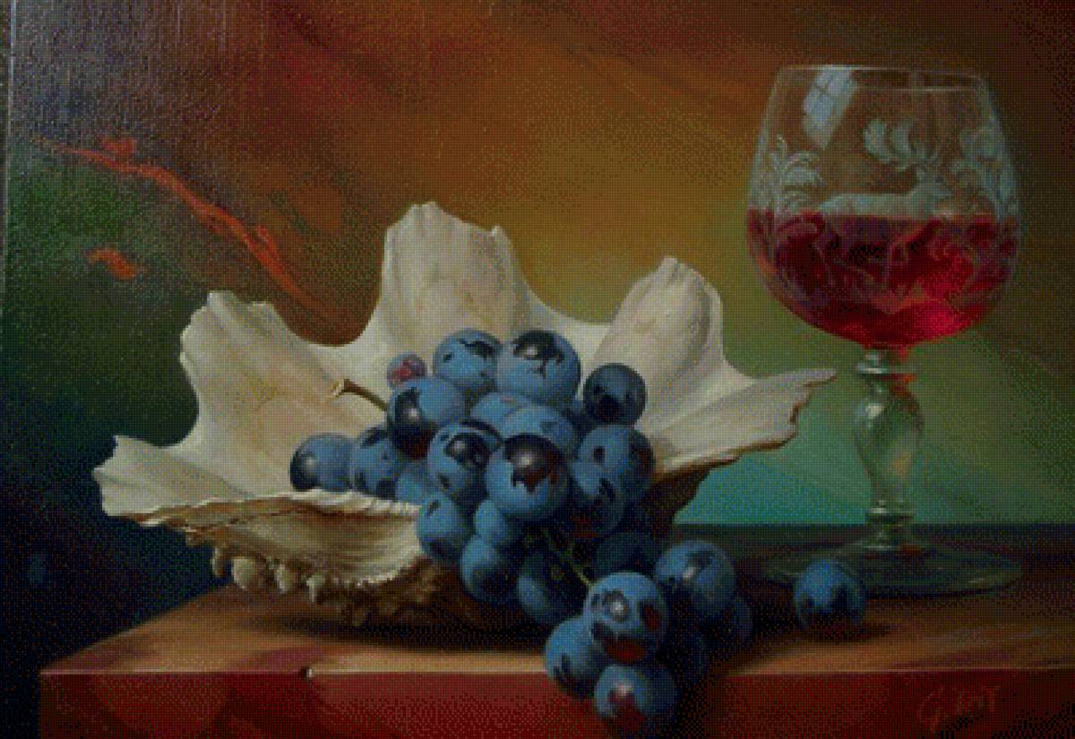 натюрморт - вино, виноград - предпросмотр