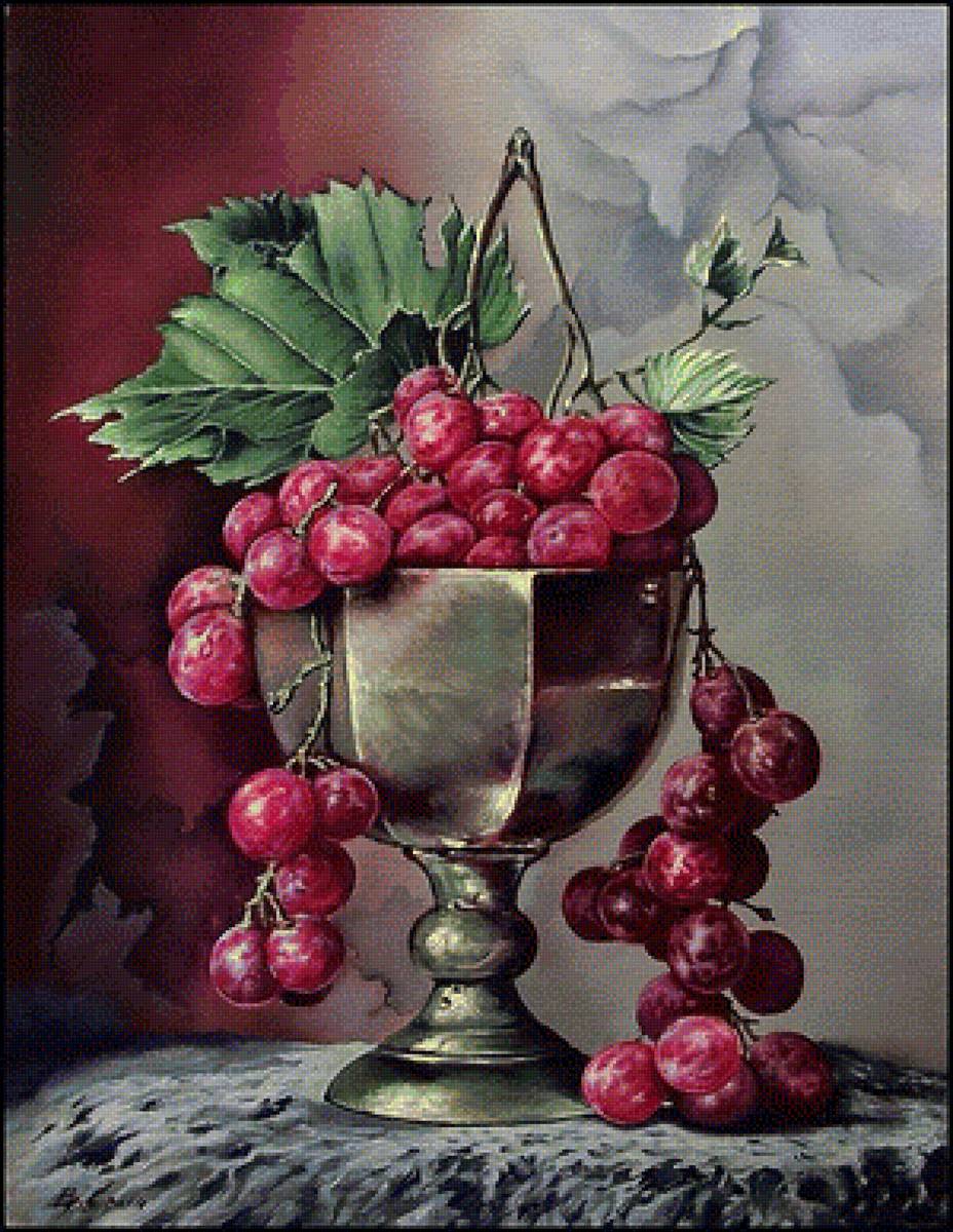 Красный виноград - живопись, натюрморт, виноград - предпросмотр