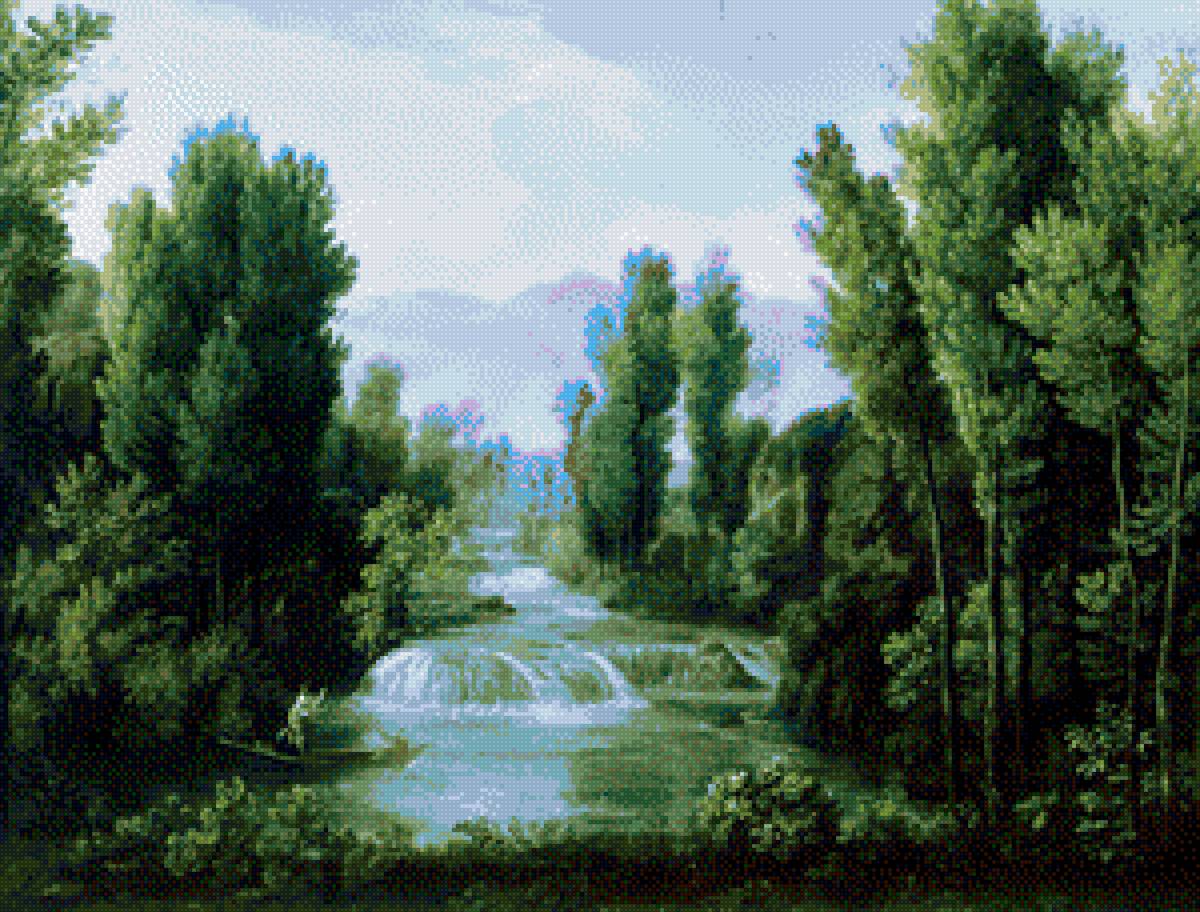 Сильвестр Феодосиевич Щедрин - Пейзаж с водопадом (картина) - водопад, пейзаж с водопадом, щедрин, пейзаж, картина - предпросмотр