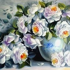 Оригинал схемы вышивки «белые розы» (№1662077)