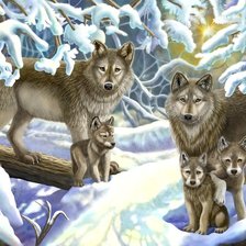 Оригинал схемы вышивки «волки» (№1662389)