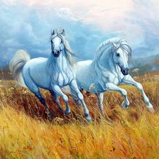 Оригинал схемы вышивки «белые кони» (№1662776)