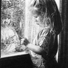 Оригинал схемы вышивки «девочка у окна» (№1663960)
