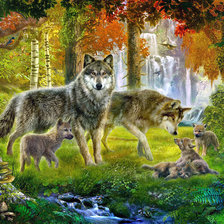 Оригинал схемы вышивки «волки в лесу» (№1667941)