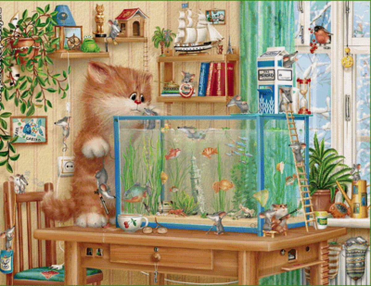 Серия "Котомышки" - кот, мышки, уют, интерьер, дом, арт - предпросмотр