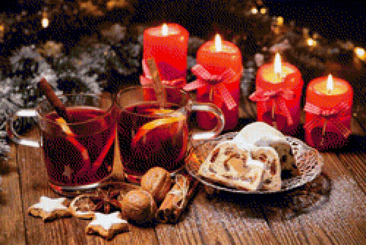 Рождественский вечер - чай, для двоих, рождественский вечер, у камина, зимний вечер - предпросмотр