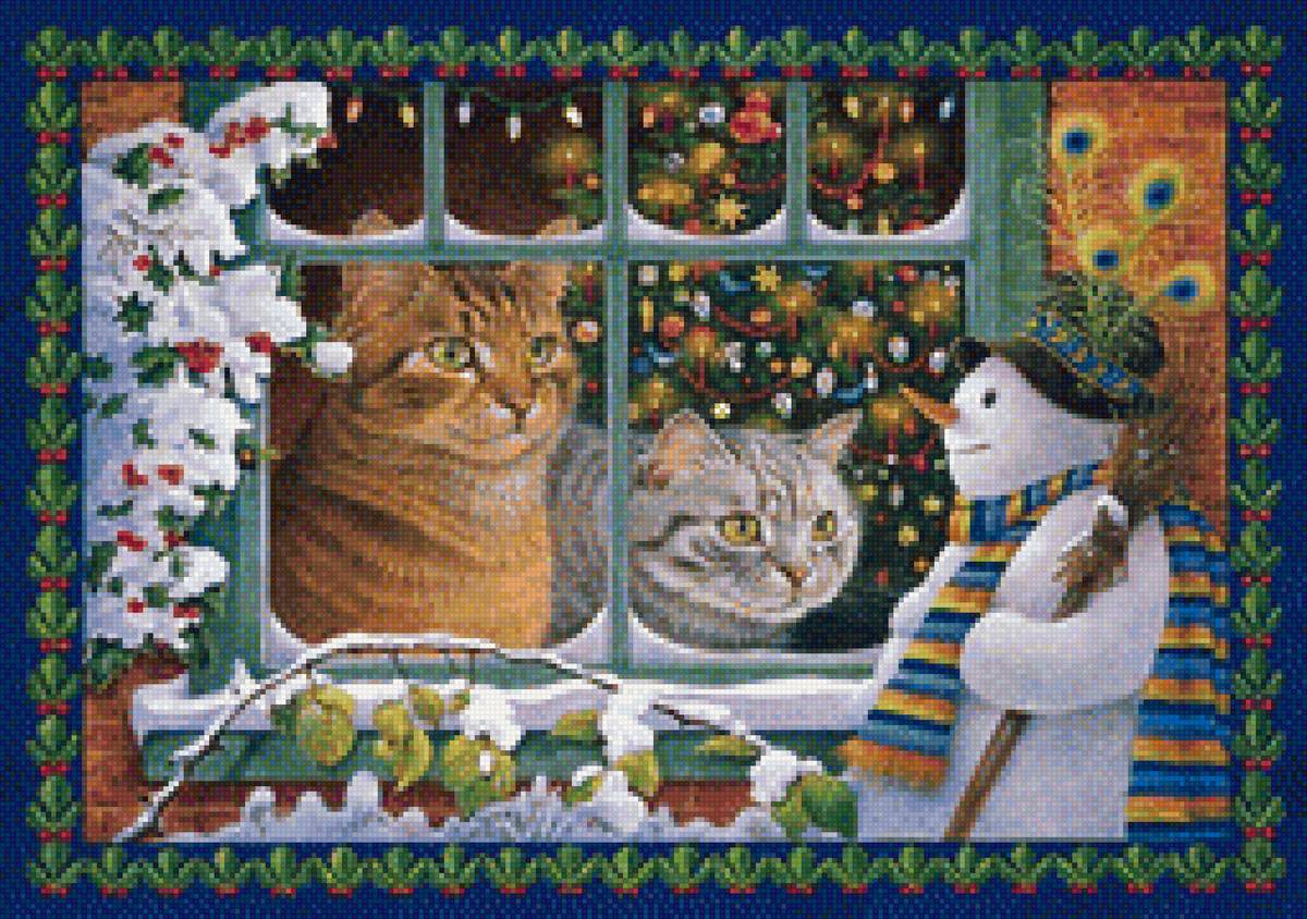 Новогодние коты - зима, коты, новый год - предпросмотр