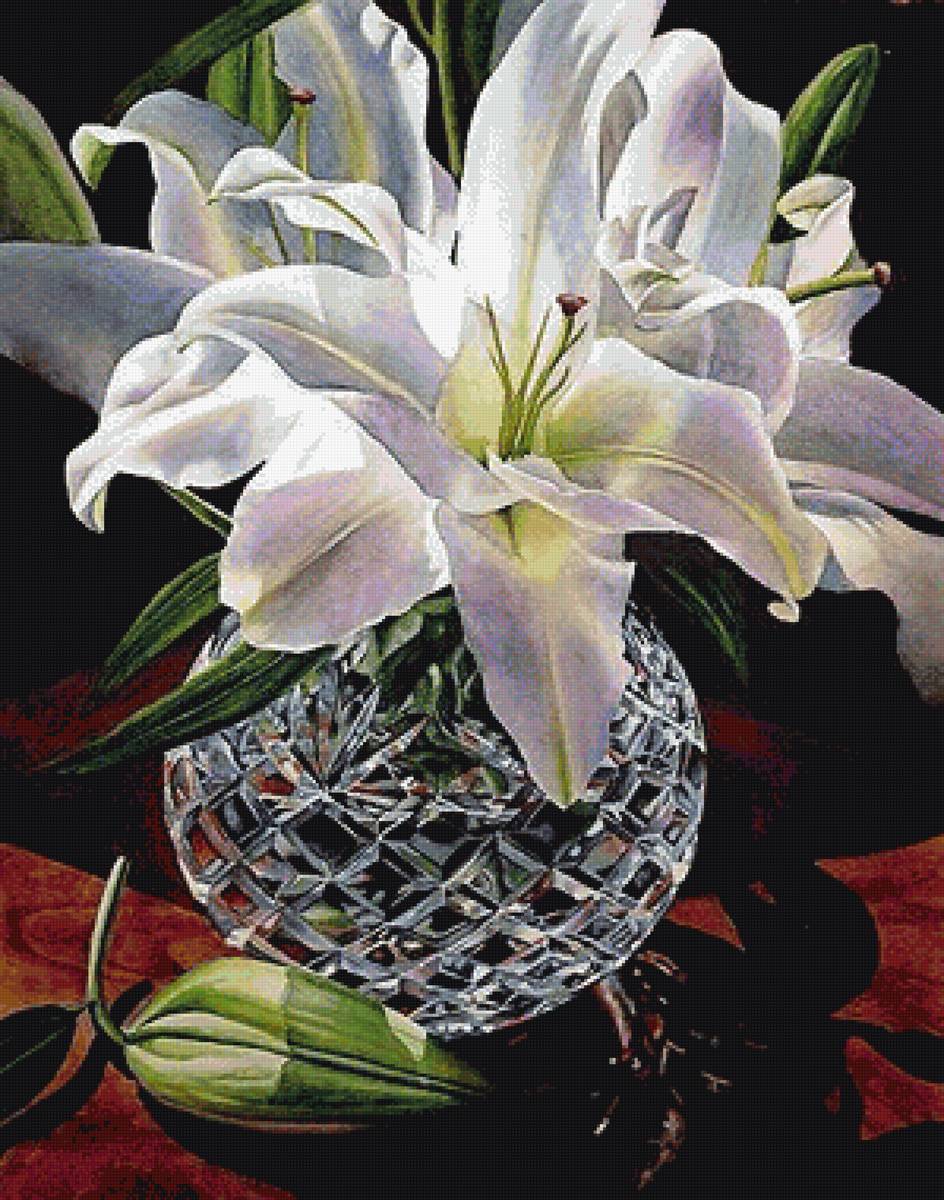 Белые лилии - лилии, цветы - предпросмотр