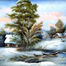 Оригинал схемы вышивки «Зимний пейзаж» (№1680082)