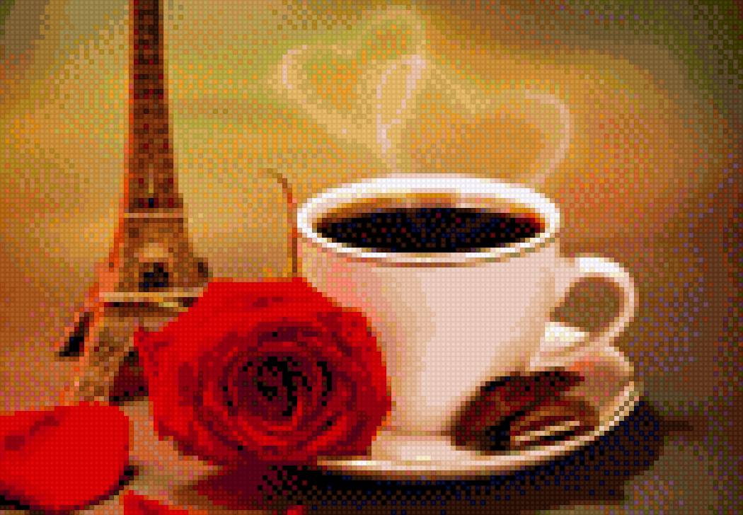 Кофе в Париже - париж, кофе, роза - предпросмотр
