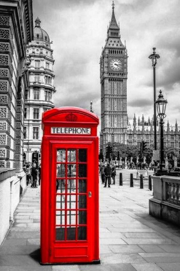 лондон - телефонная будка. биг-бен. улица - оригинал