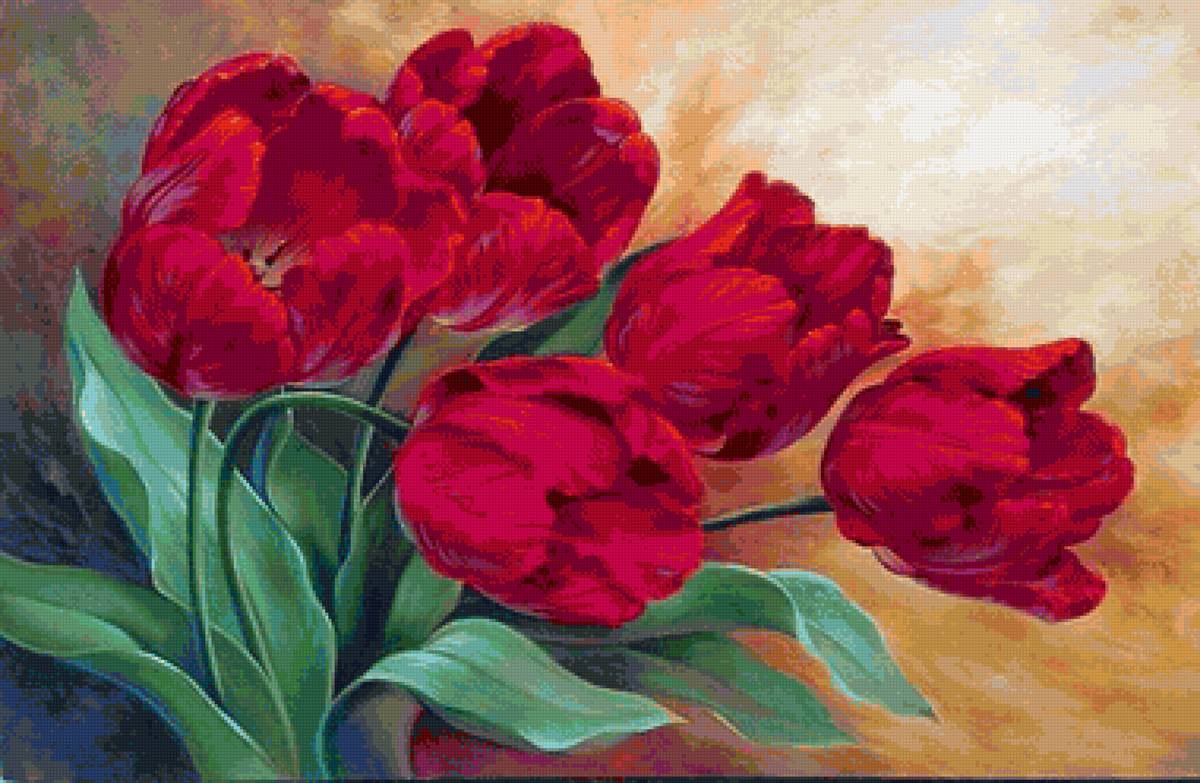 Красные тюльпаны - цветы, тюльпаны - предпросмотр